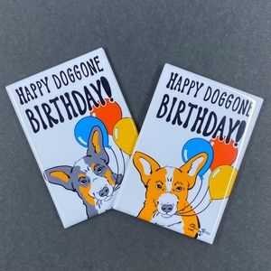 Welsh Corgi Dog Birthday Magnet, Handmade Pet Portrait Decor Gift 2x3"
